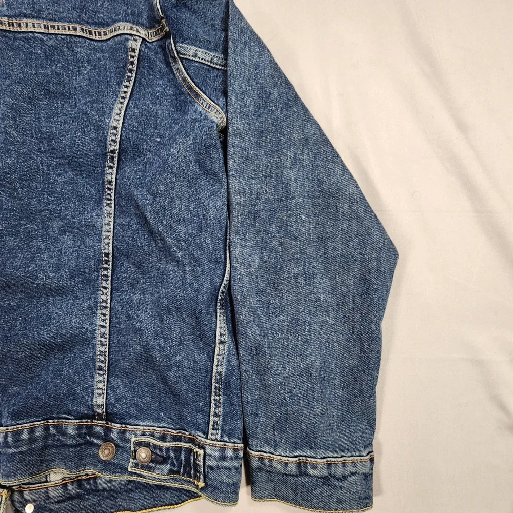 Levis Mens Denim Trucker Jacket Medium Wash Blue Cotton Jean Coat Size M - Picture 8 of 13